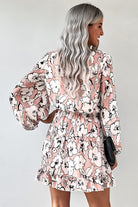 Floral Balloon Sleeve Ruffle Hem Dress - Stormyjay