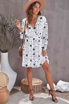 Star Print Dropped Shoulder Surplice Dress - Stormyjay