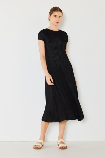 Marina West Swim Pleated Cap Sleeve A-Line Dress - Stormyjay