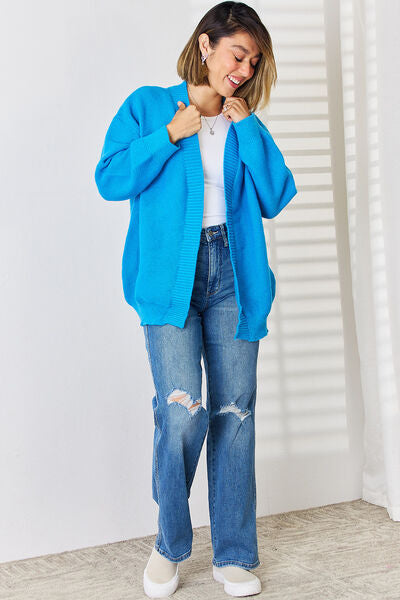 Open Front Dropped Shoulder Cardigan - Stormyjay