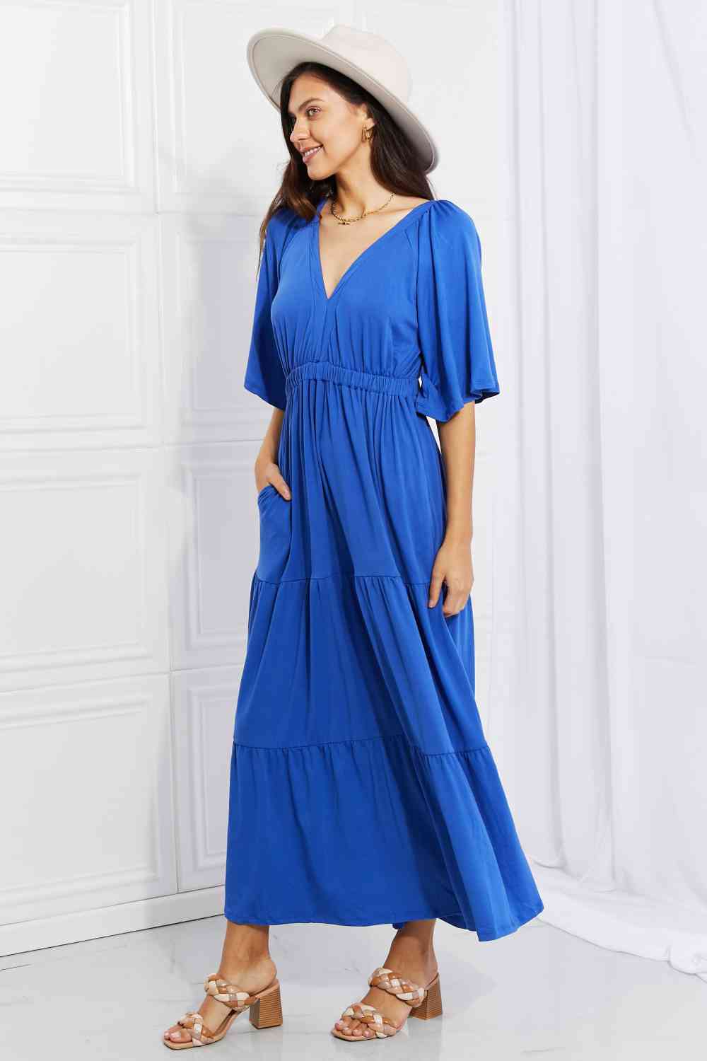 Culture Code Full Size My Muse Flare Sleeve Tiered Maxi Dress - Stormyjay