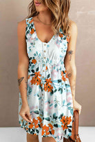 Printed Button Down Sleeveless Magic Dress - Stormyjay