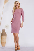 Celeste Full Size Round Neck Long Sleeve Slim Dress - Stormyjay