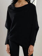 Full Size Boat Neck Batwing Sleeve Knit Top - Stormyjay