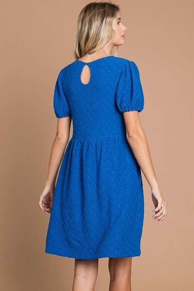 Culture Code Texture Round Neck Short Sleeve Dress with Pockets - Stormyjay