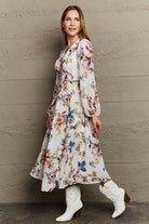 OneTheLand Good Day Chiffon Floral Midi Dress - Stormyjay