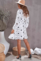 Star Print Dropped Shoulder Surplice Dress - Stormyjay