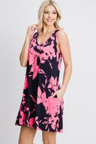 Heimish Full Size Floral V-Neck Tank Dress with Pockets - Stormyjay