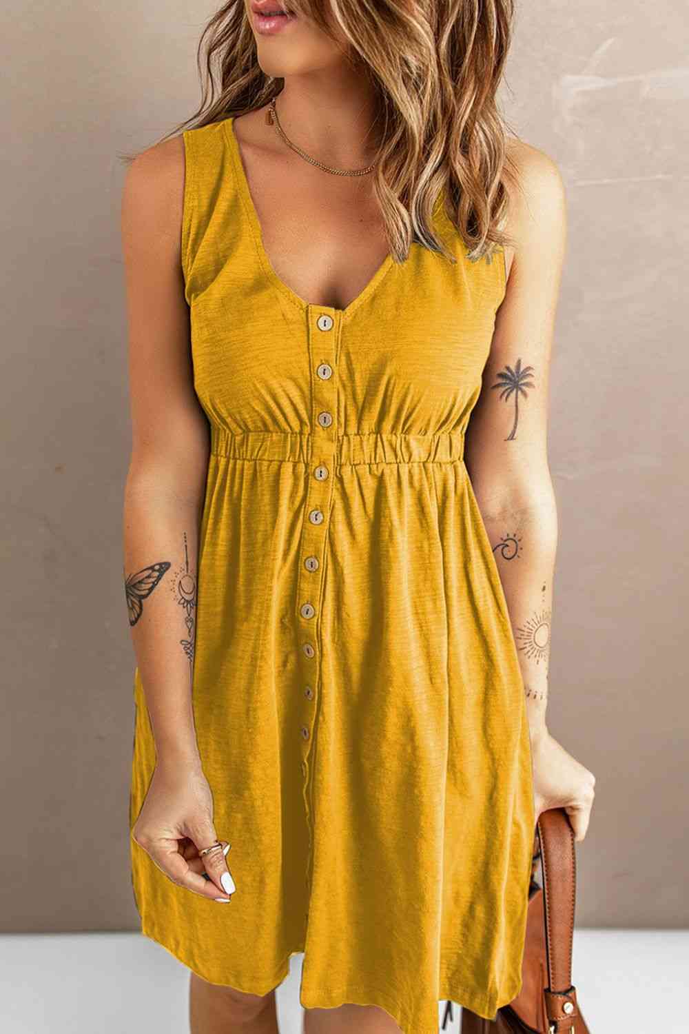 Sleeveless Button Down Mini Magic Dress - Stormyjay