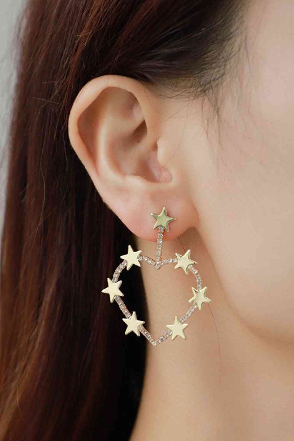 Star Zircon Heart-Shaped Earrings