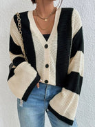 Striped Button Up Cardigan - Stormyjay