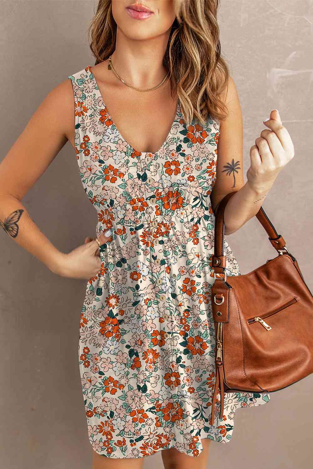 Printed Button Down Sleeveless Magic Dress - Stormyjay