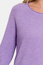 Zenana Rolled Round Neck Long Sleeve Sweater - Stormyjay