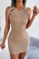 Decorative Button Sleeveless Cable-Knit Dress - Stormyjay