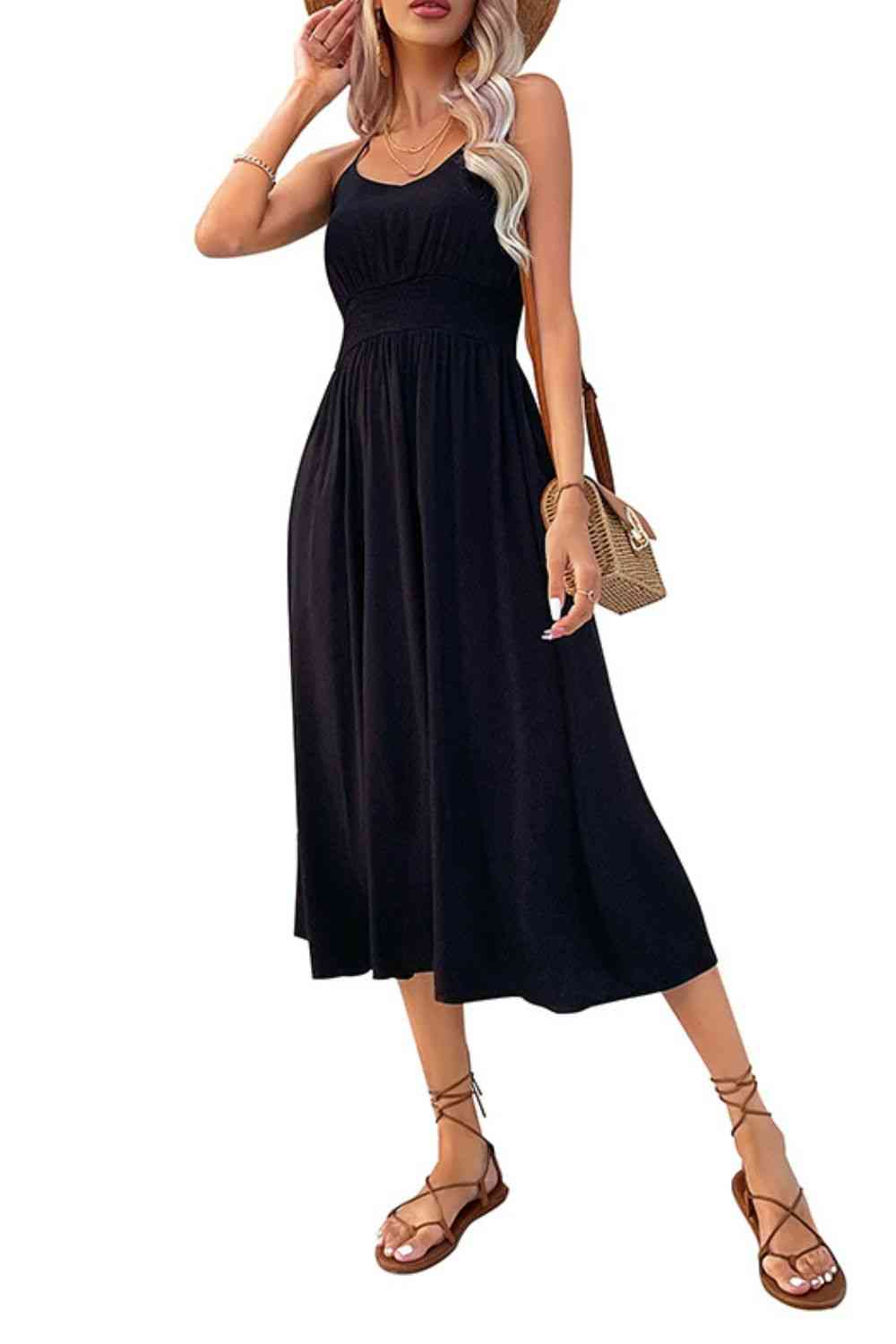 Spaghetti Strap Scoop Neck Midi Dress - Stormyjay