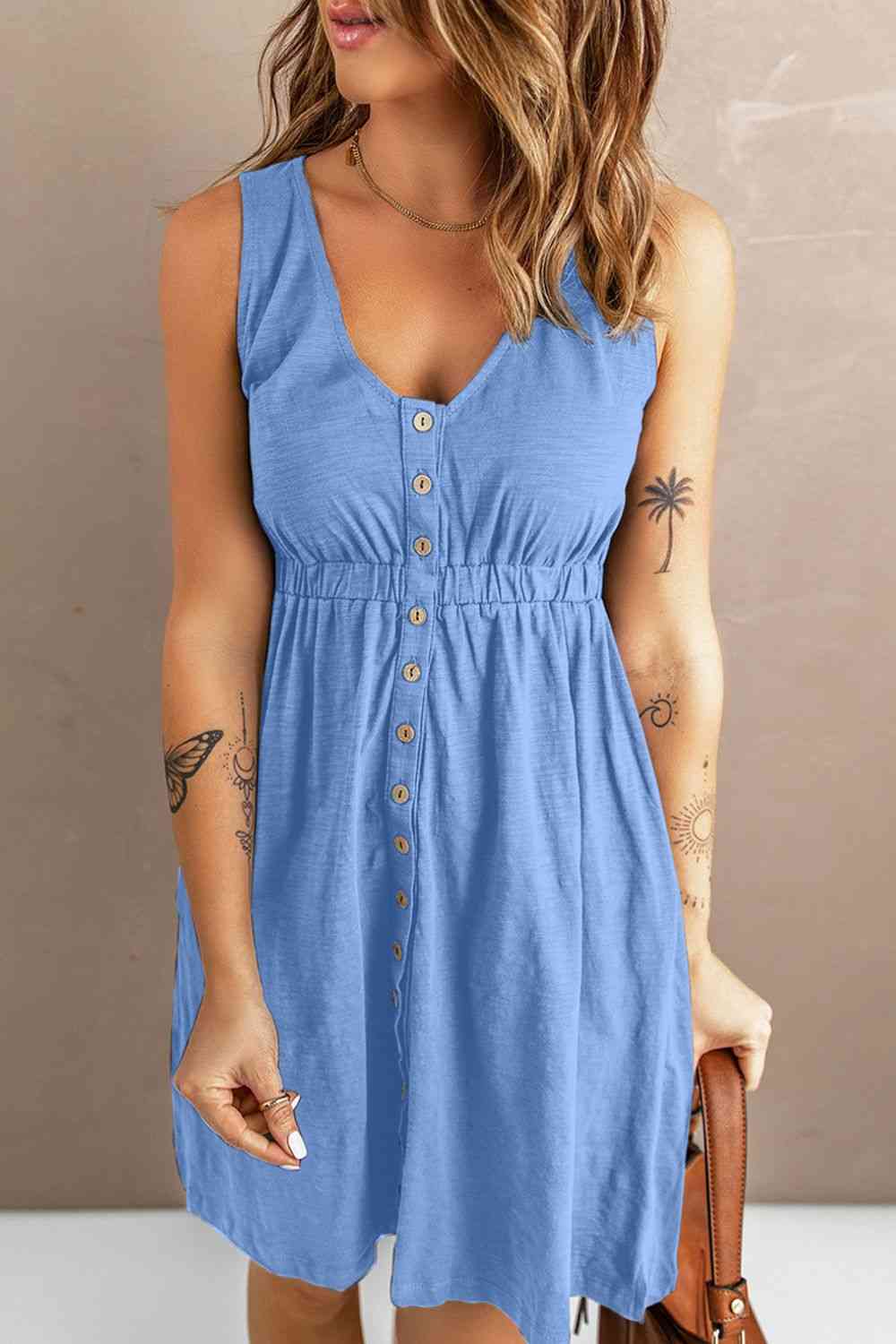 Sleeveless Button Down Mini Magic Dress - Stormyjay