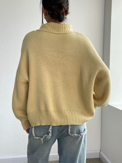 Turtleneck Dropped Shoulder Sweater - Stormyjay