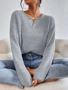 Notched Dropped Shoulder Sweater - Stormyjay