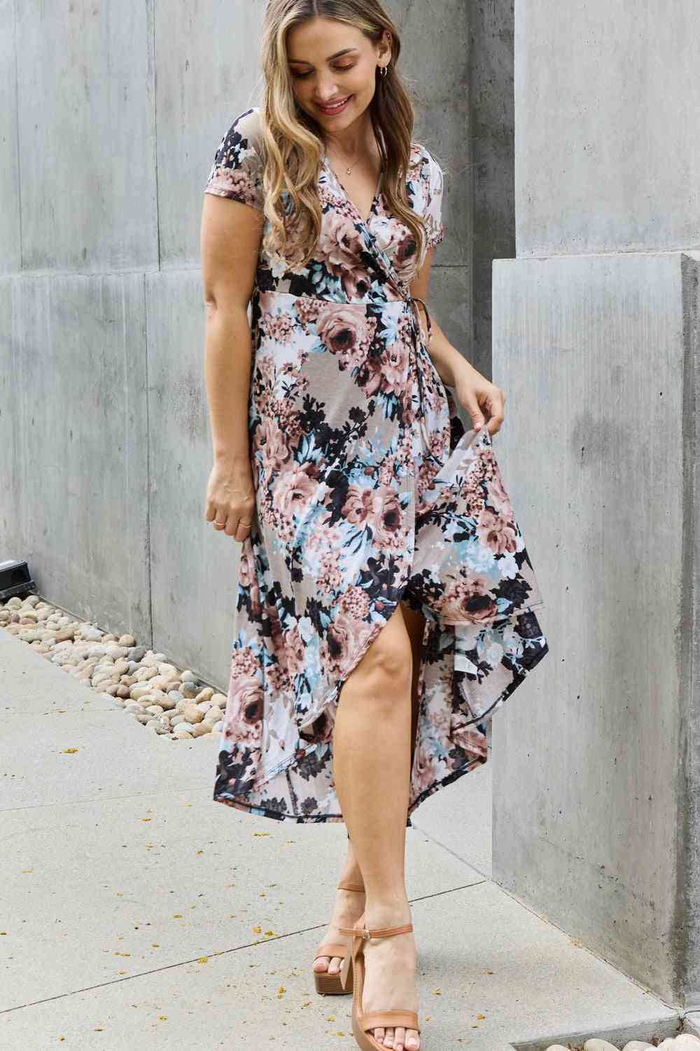 Heimish Give Me Roses Full Size Floral Maxi Wrap Dress - Stormyjay