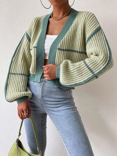 Open Front Dropped Shoulder Cardigan - Stormyjay