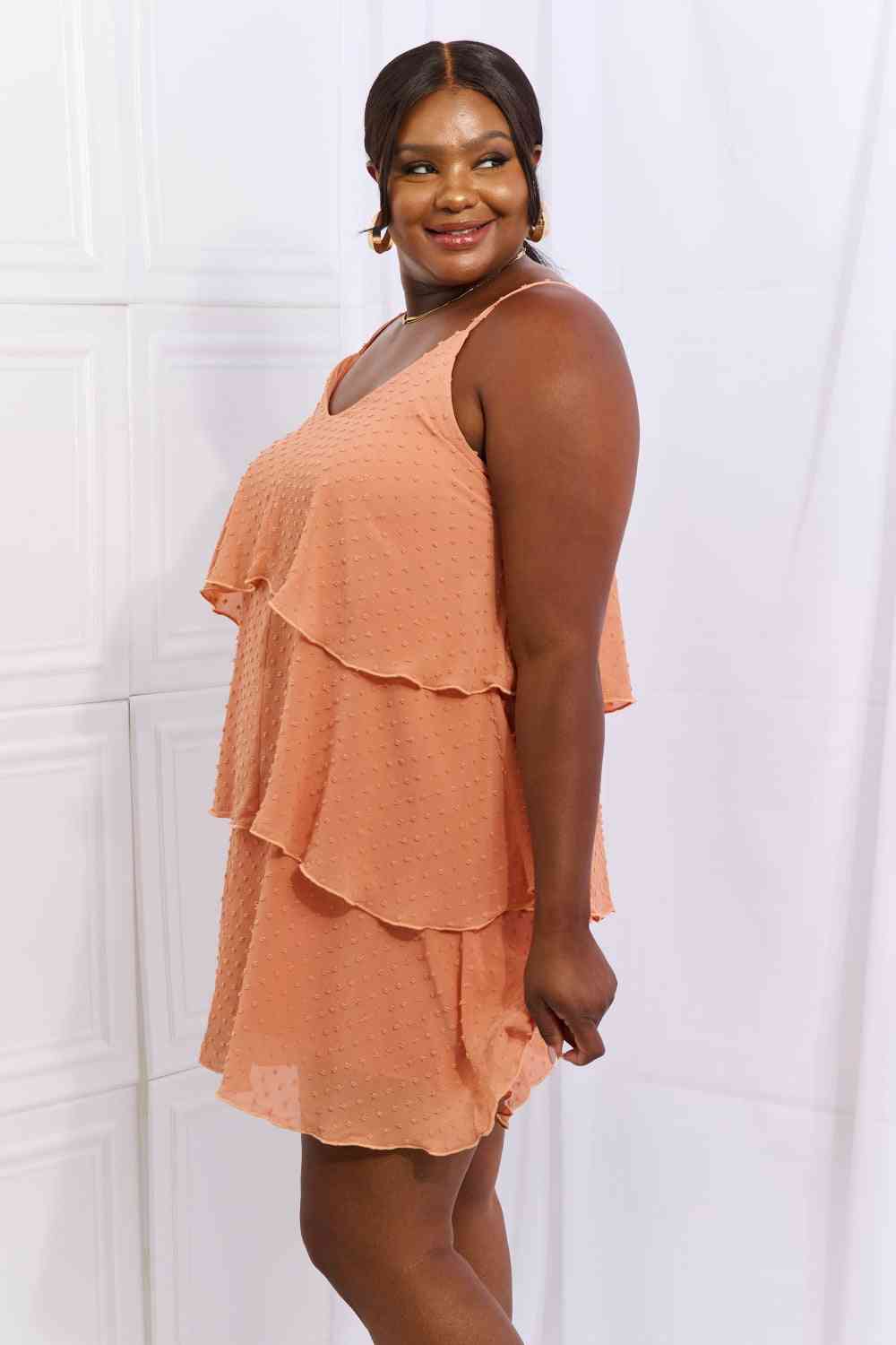 Culture Code By The River Full Size Cascade Ruffle Style Cami Dress in Sherbet - Stormyjay