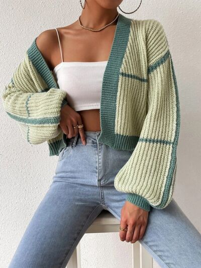 Open Front Dropped Shoulder Cardigan - Stormyjay