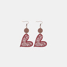 PU Leather Iron Hook Heart Earrings