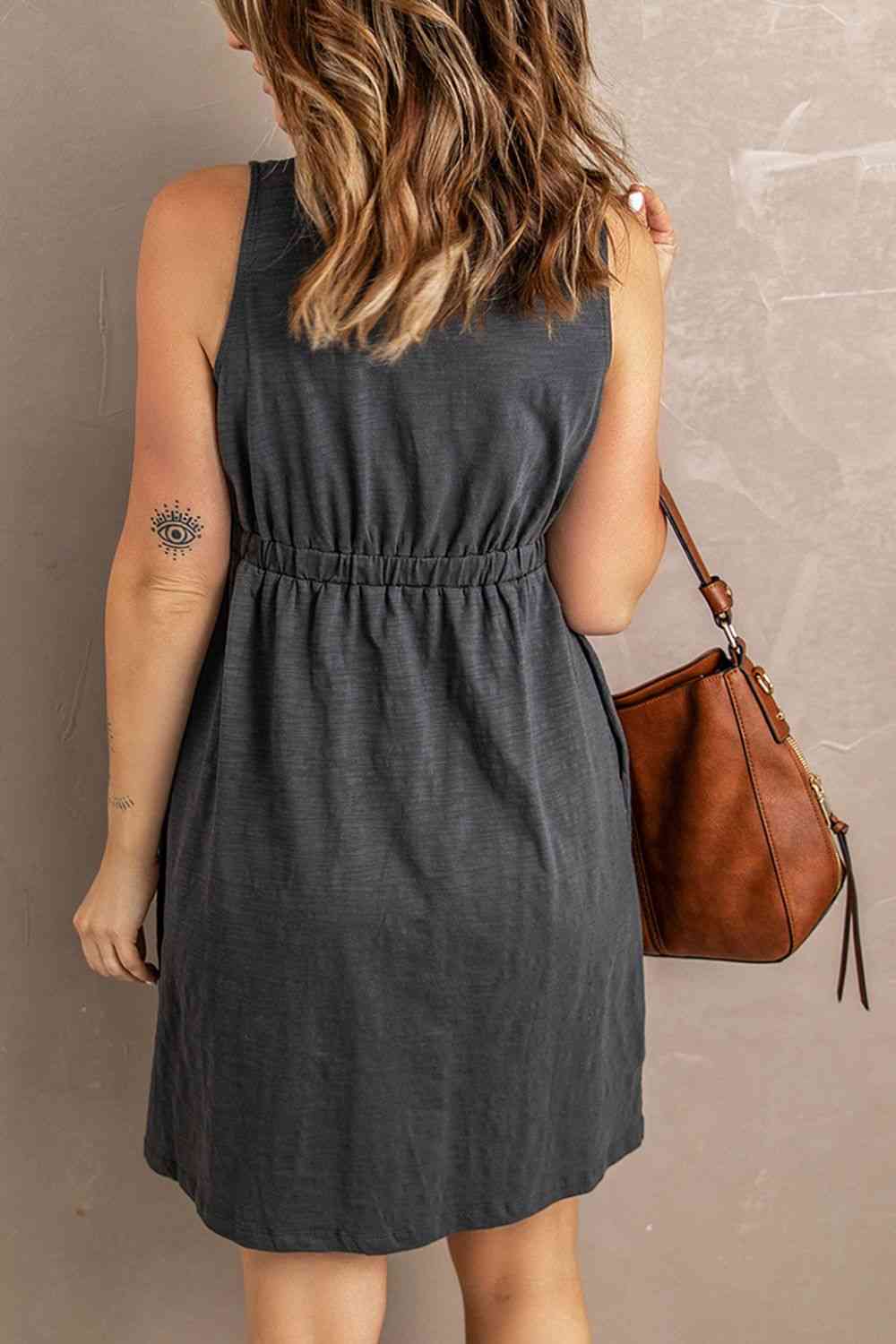 Sleeveless Button Down Mini Magic Dress - Stormyjay