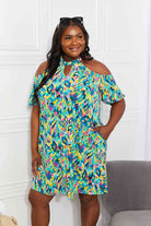 Sew In Love Full Size Perfect Paradise Printed Cold-Shoulder Dress - Stormyjay