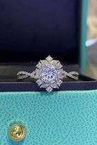 Floral 2 Carat Moissanite Crisscross Ring