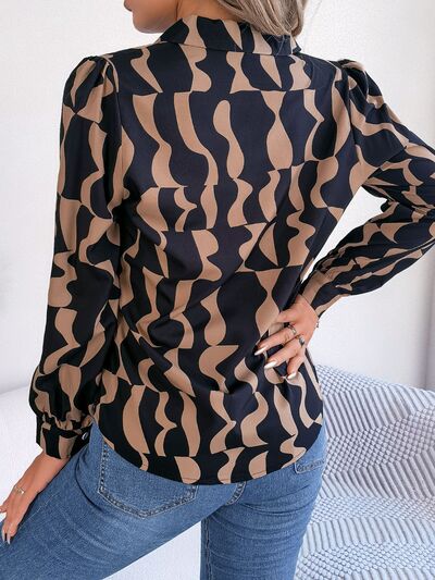 Printed Button Up Long Sleeve Shirt - Stormyjay