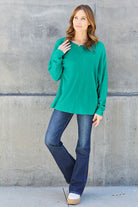 Double Take Full Size Round Neck Long Sleeve T-Shirt - Stormyjay