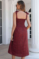 Plaid Frill Trim Tie Shoulder Dress - Stormyjay