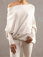 Full Size Boat Neck Batwing Sleeve Knit Top - Stormyjay