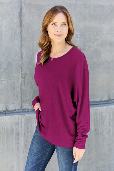 Double Take Full Size Round Neck Long Sleeve T-Shirt - Stormyjay