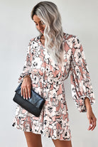 Floral Balloon Sleeve Ruffle Hem Dress - Stormyjay