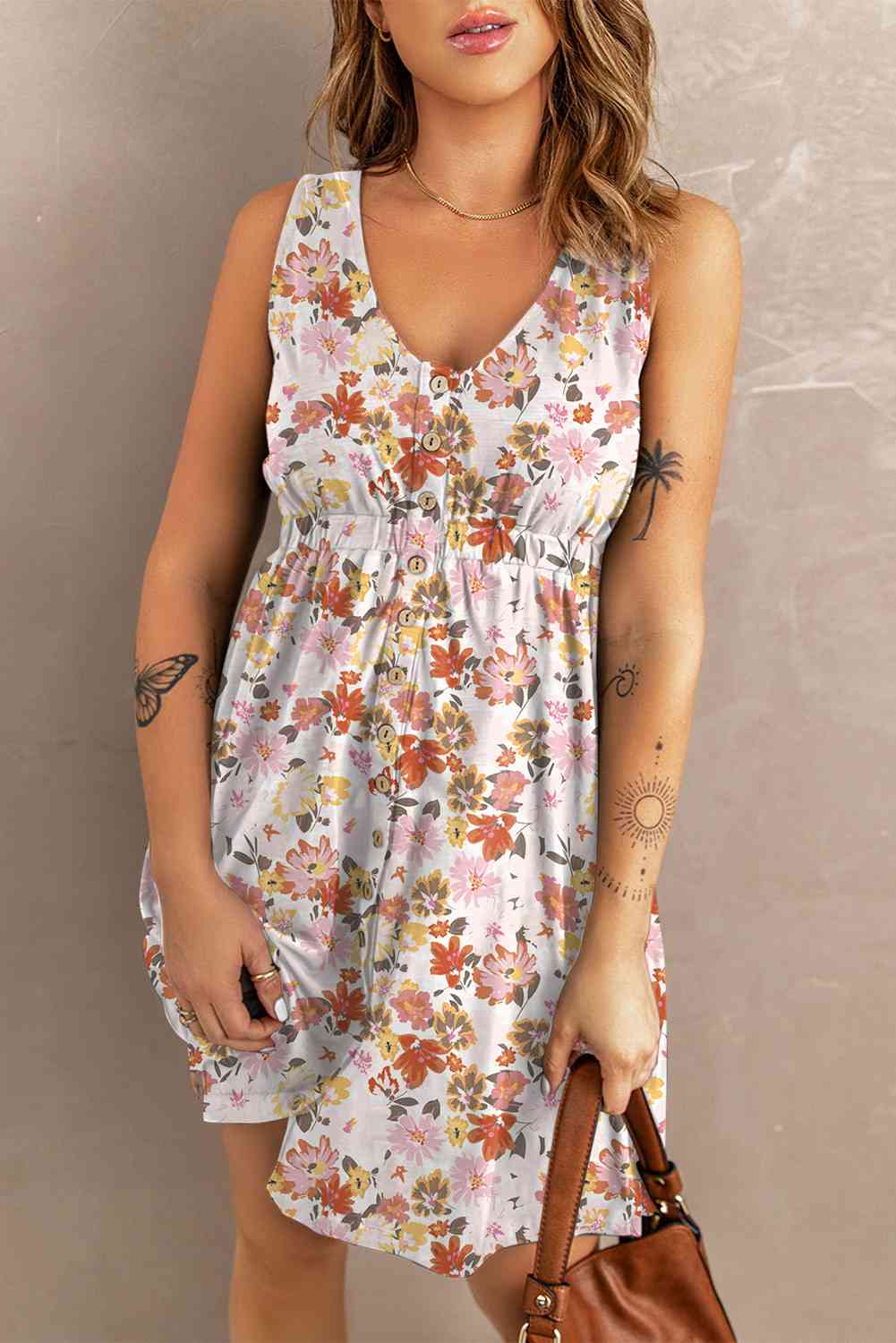 Printed Button Down Sleeveless Magic Dress - Stormyjay