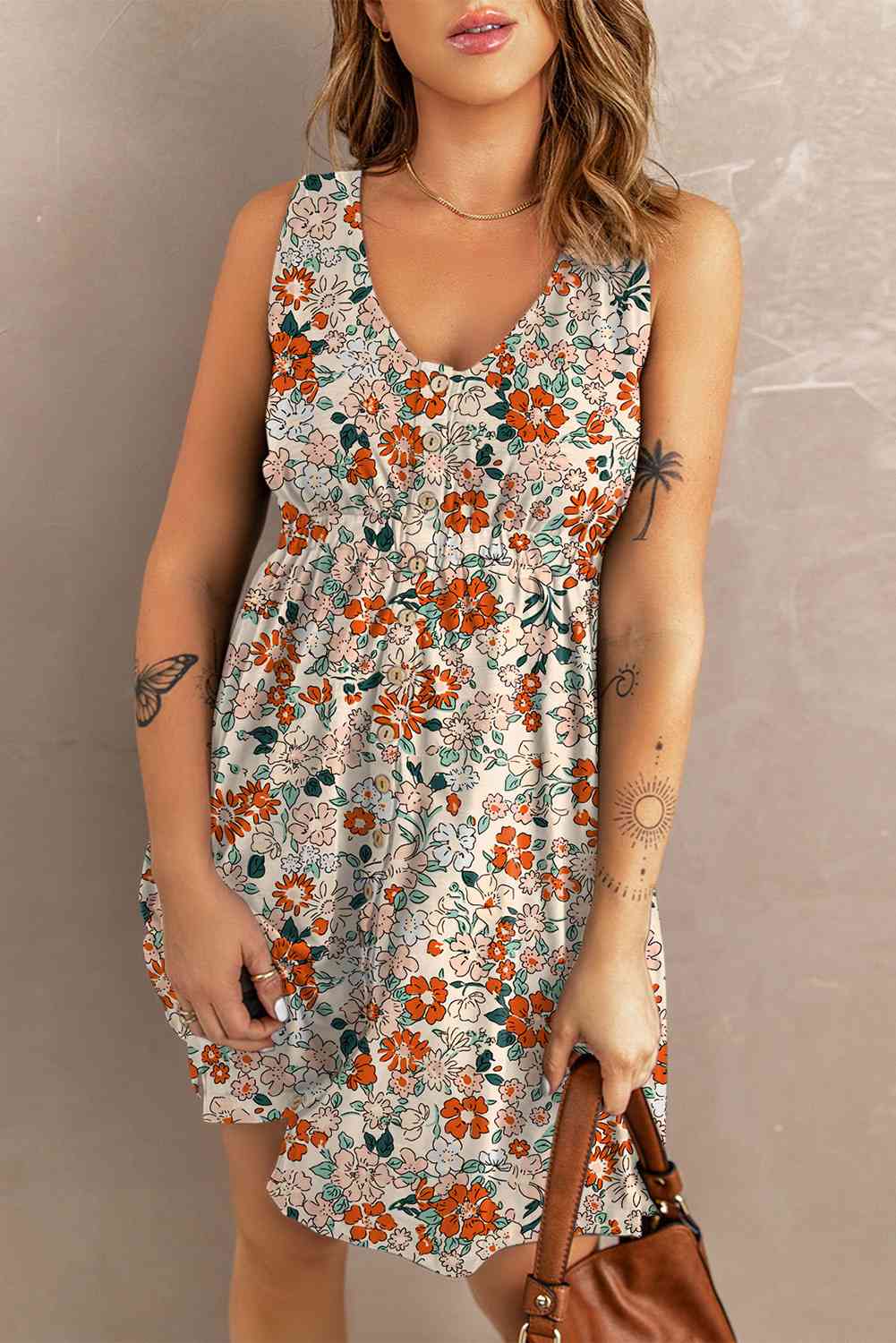 Printed Button Down Sleeveless Magic Dress - Stormyjay