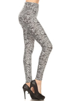 Snakeskin Print, Full Length, High Waisted Leggings In A Fitted Style With An Elastic Waistband - Stormyjay