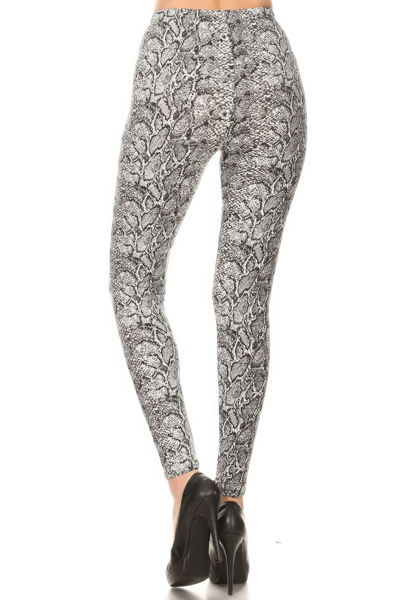 Snakeskin Print, Full Length, High Waisted Leggings In A Fitted Style With An Elastic Waistband - Stormyjay