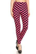 Checkered Printed High Waisted Leggings In A Fitted Style, With An Elastic Waistband - Stormyjay