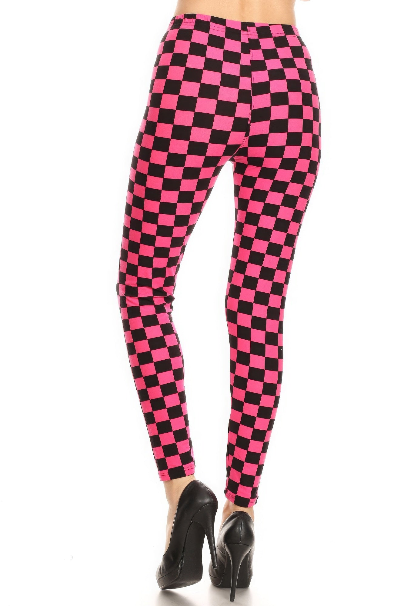 Checkered Printed High Waisted Leggings In A Fitted Style, With An Elastic Waistband - Stormyjay