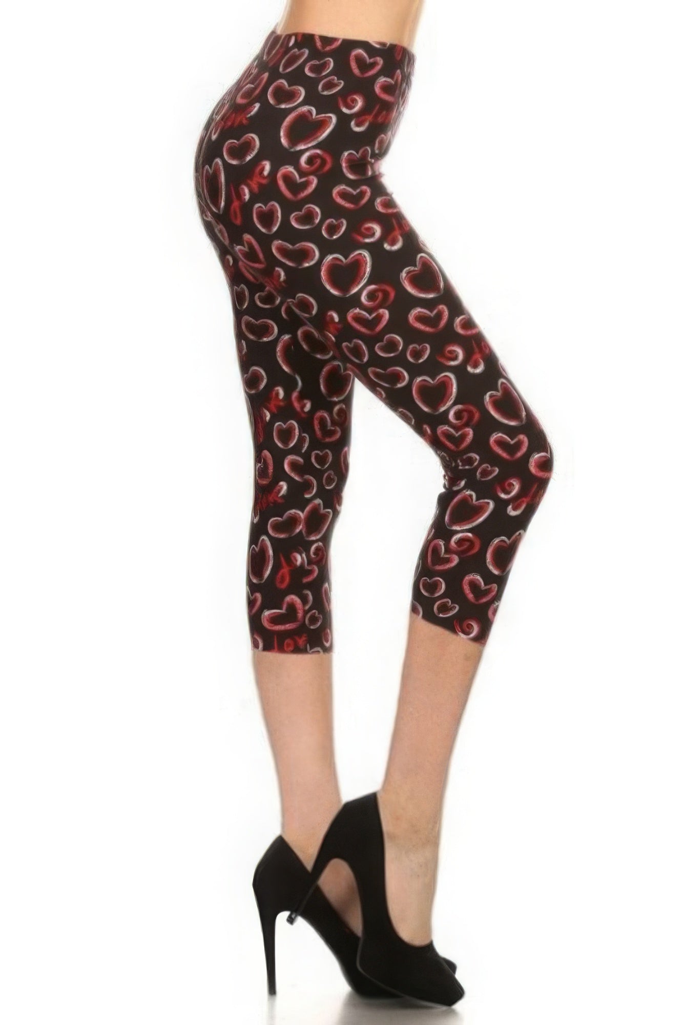 Multi-color Print, Cropped Capri Leggings In A Fitted Style With A Banded High Waist - Stormyjay