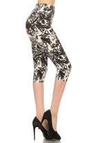 Paint Splatters Printed High Waisted Capri Leggings In A Fitted Style, With An Elastic Waistband - Stormyjay