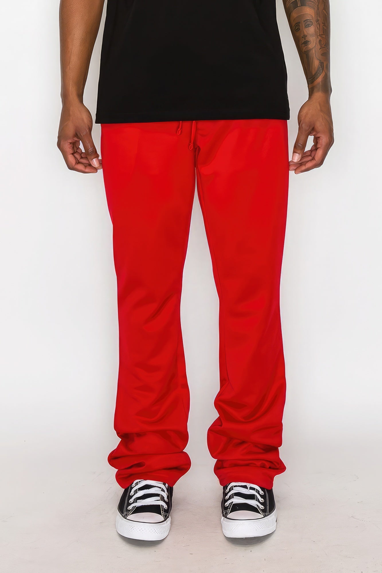 Solid Flare Stacked Track Pants - Stormyjay