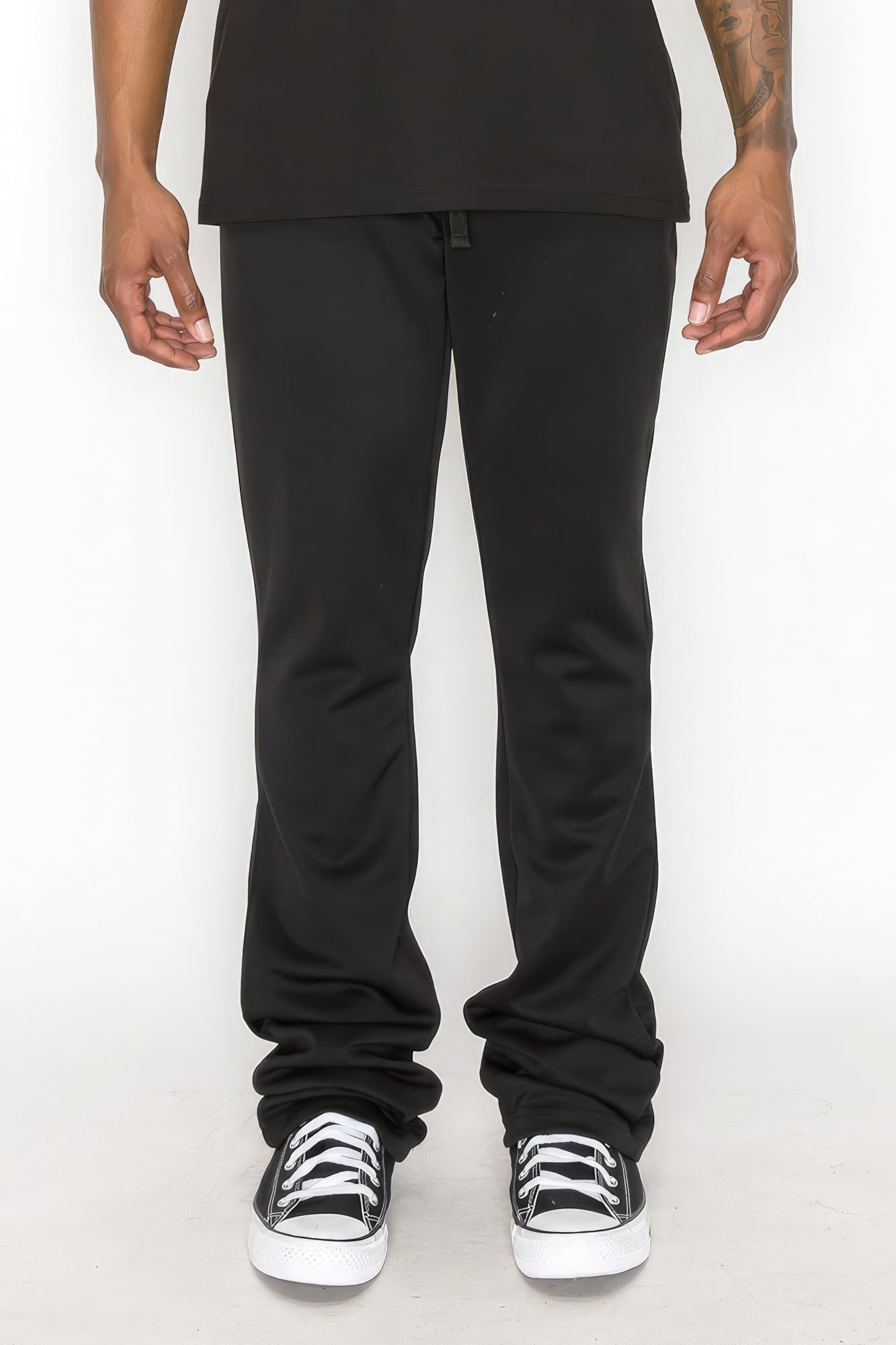 Solid Flare Stacked Track Pants - Stormyjay