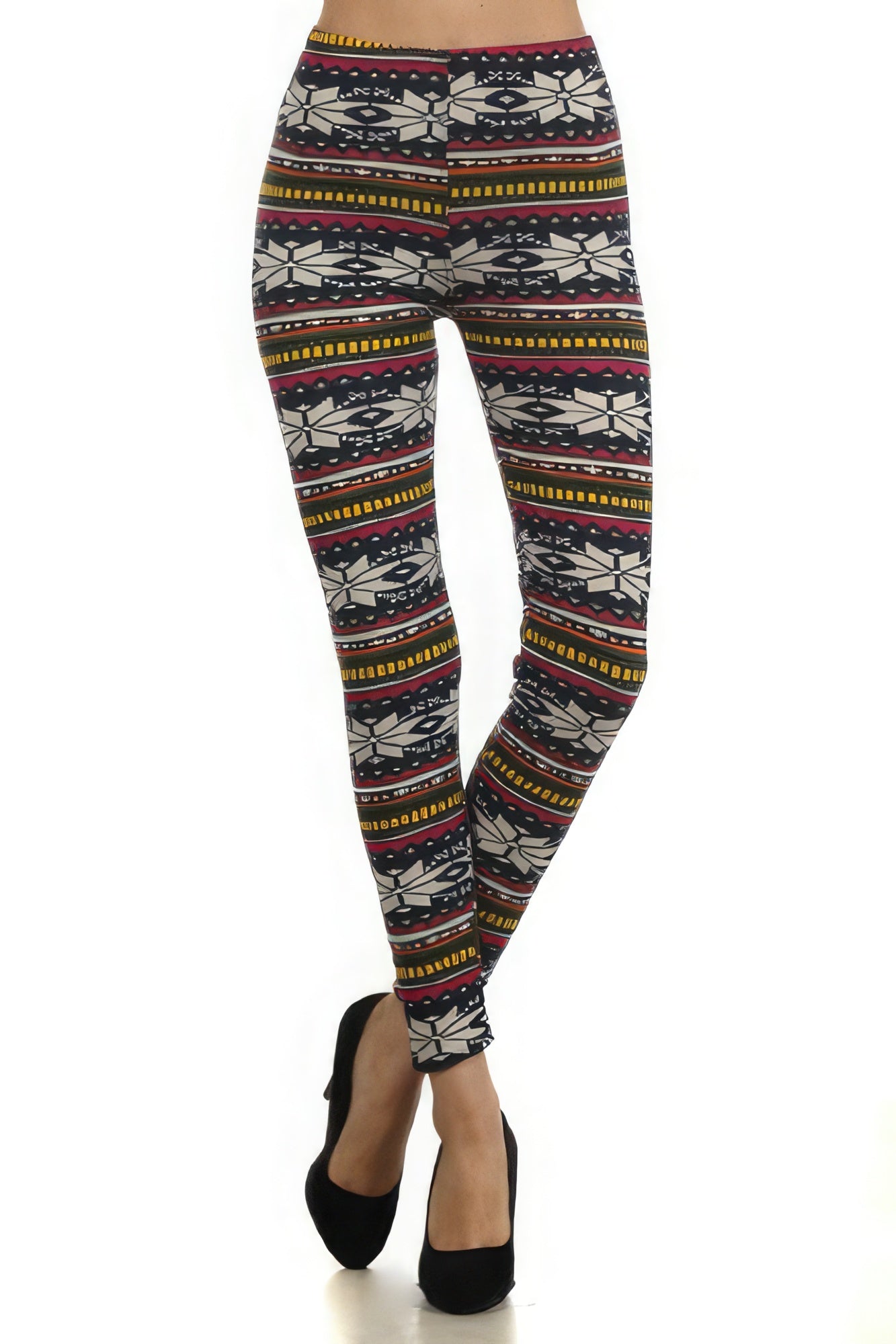 Fair Isle Printed, High Waist Knit Leggings - Stormyjay