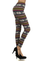 Fair Isle Printed, High Waist Knit Leggings - Stormyjay