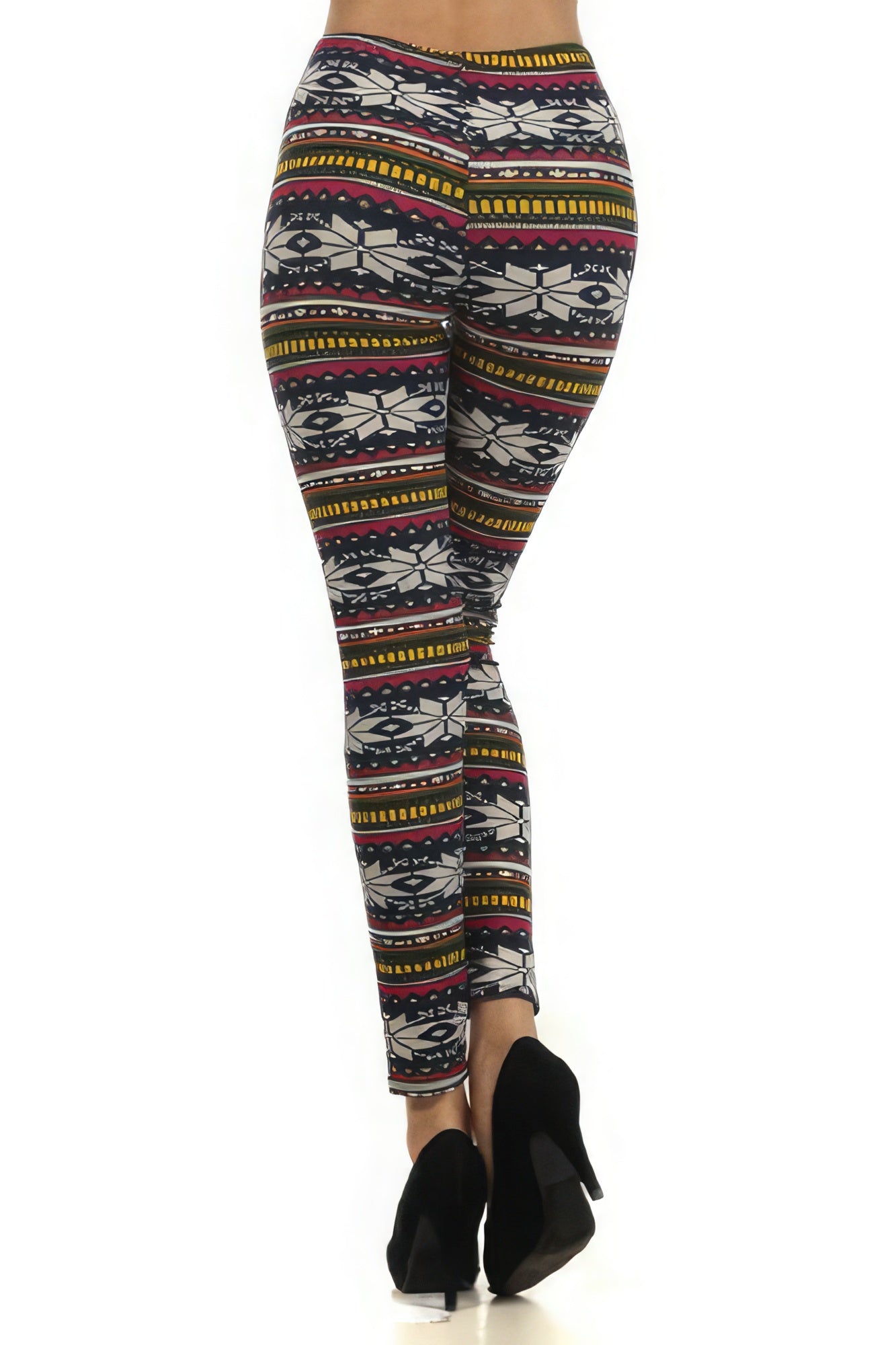 Fair Isle Printed, High Waist Knit Leggings - Stormyjay