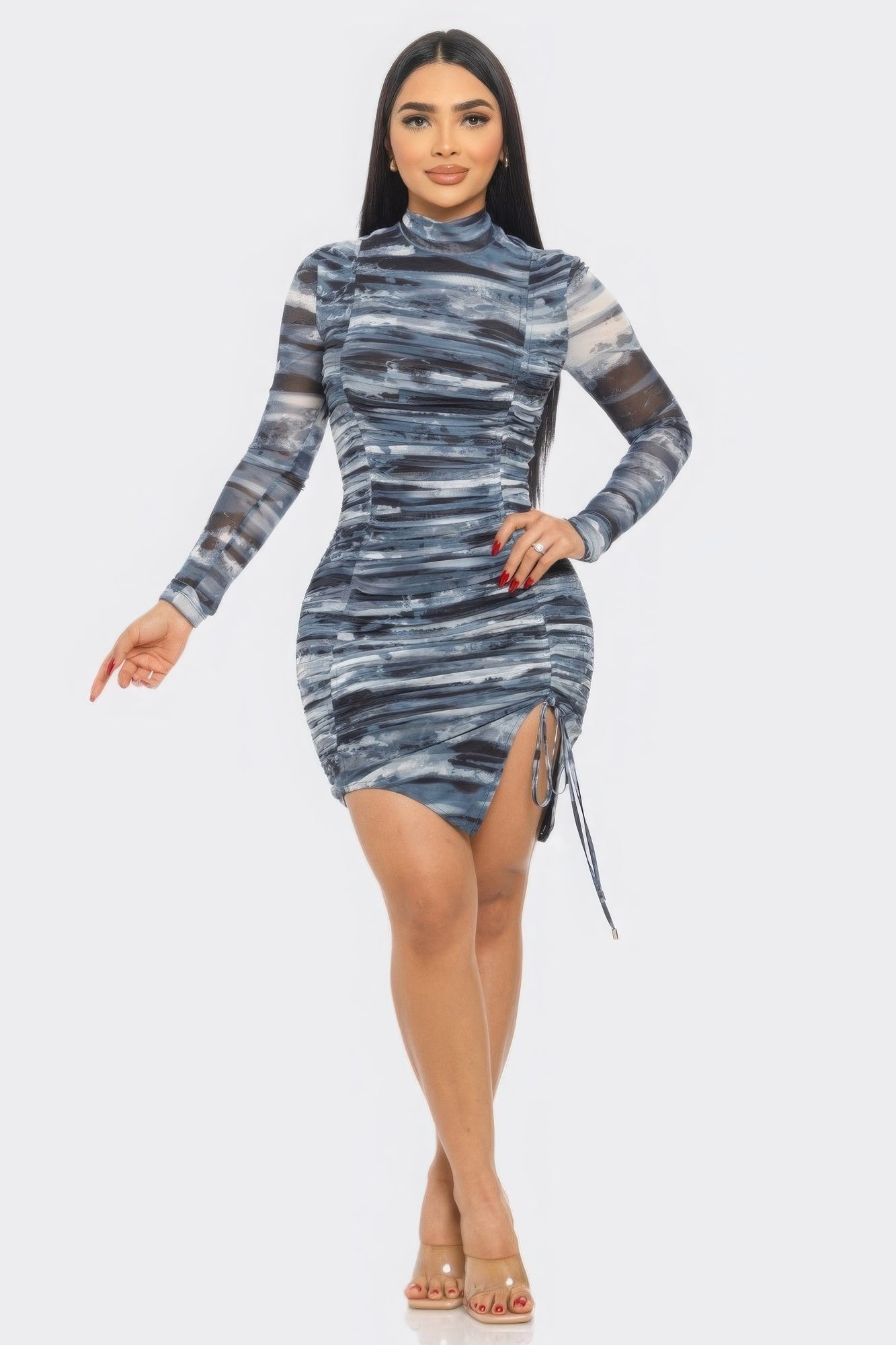 Print Mesh Mini Dress - Stormyjay